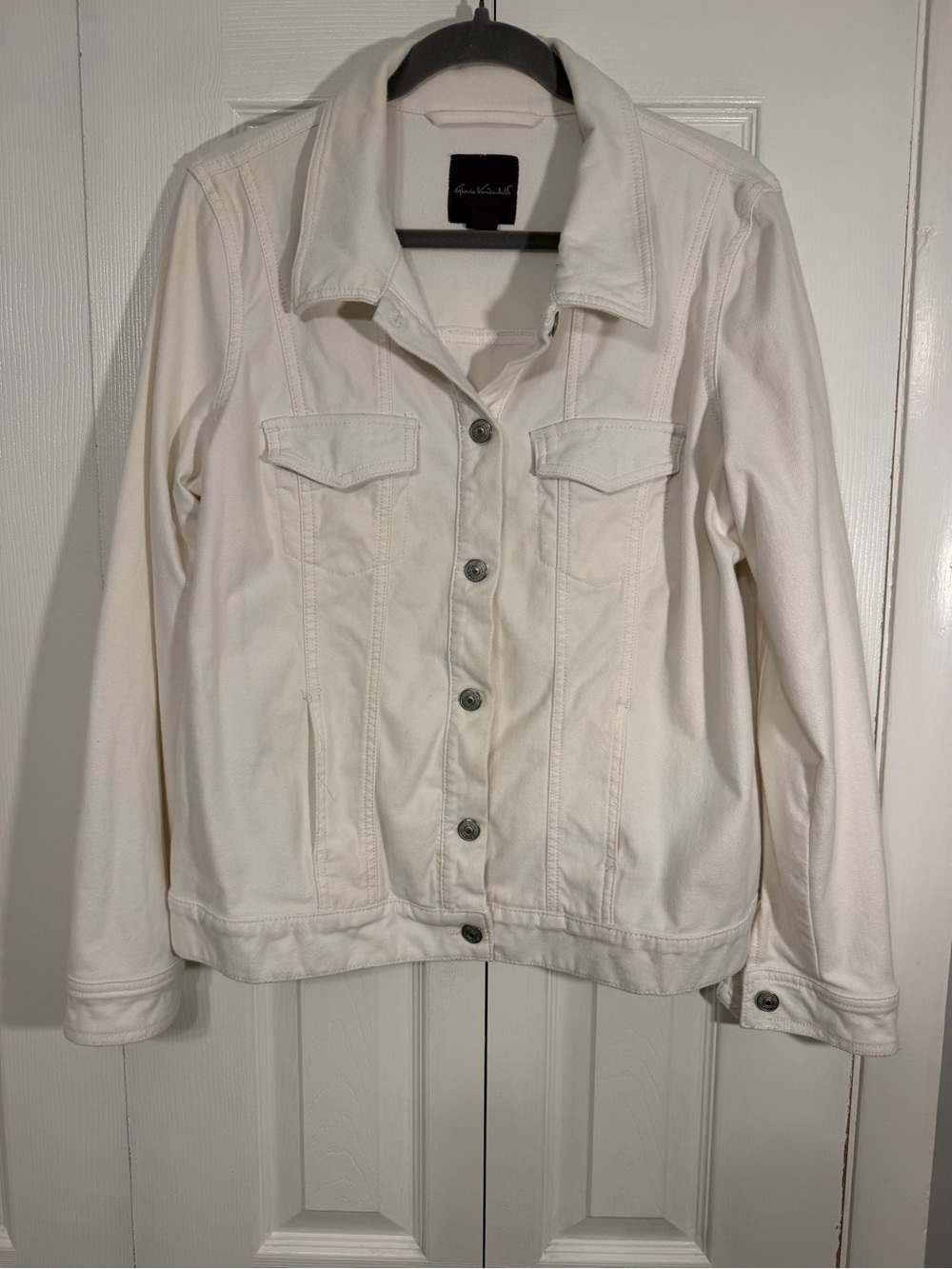 Gloria Vanderbilt Denim Trucker Jacket L White